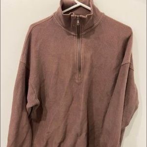 Oversized ribbed half zip in relic colour, size small